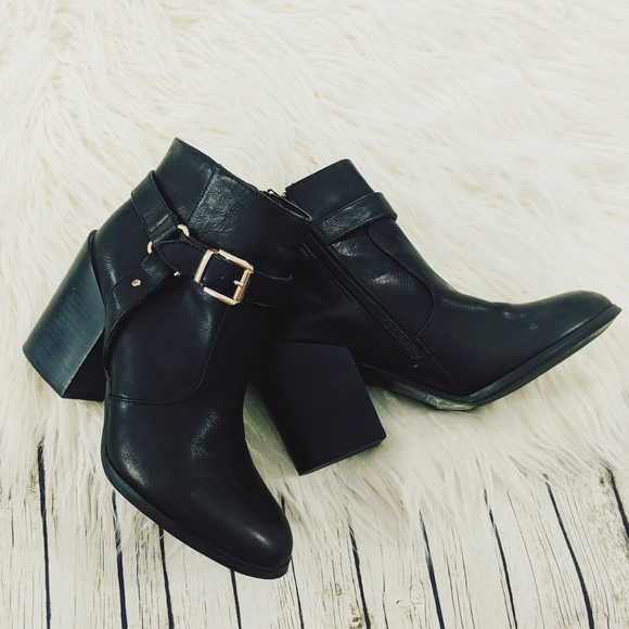 Shoes - Black Moto Ankle Booties Sz 8.5